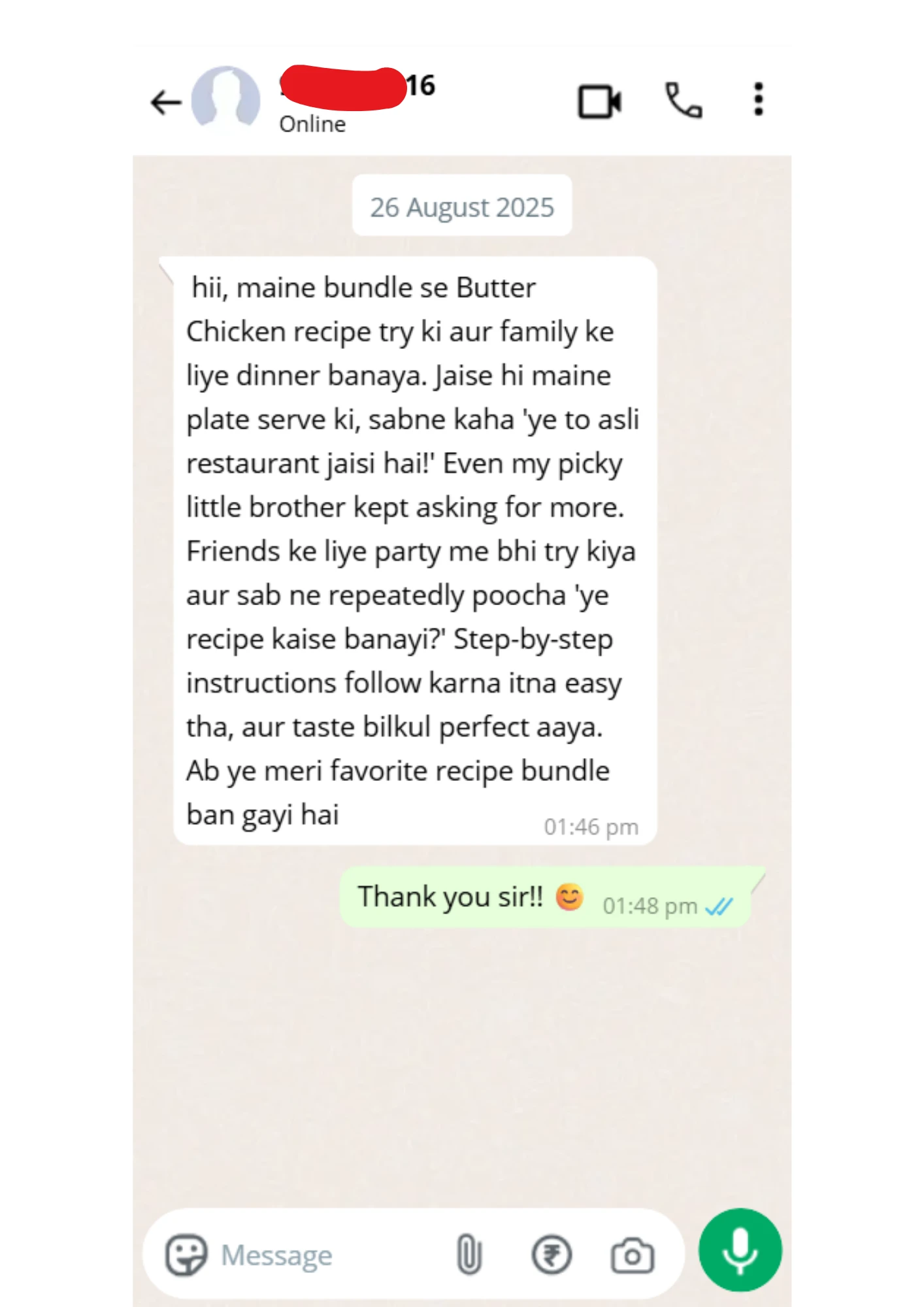 WhatsApp review screenshot 7 from a customer